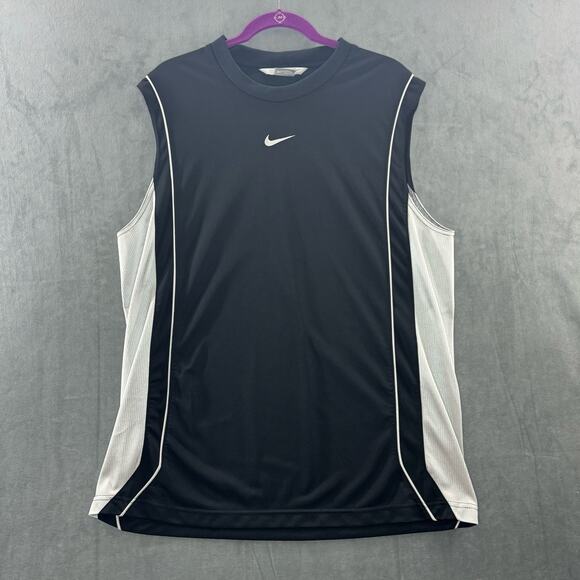 Nike 2000's Sleeveless Middle Logo Large Black/Gray Shirt - Picture 1 of 10